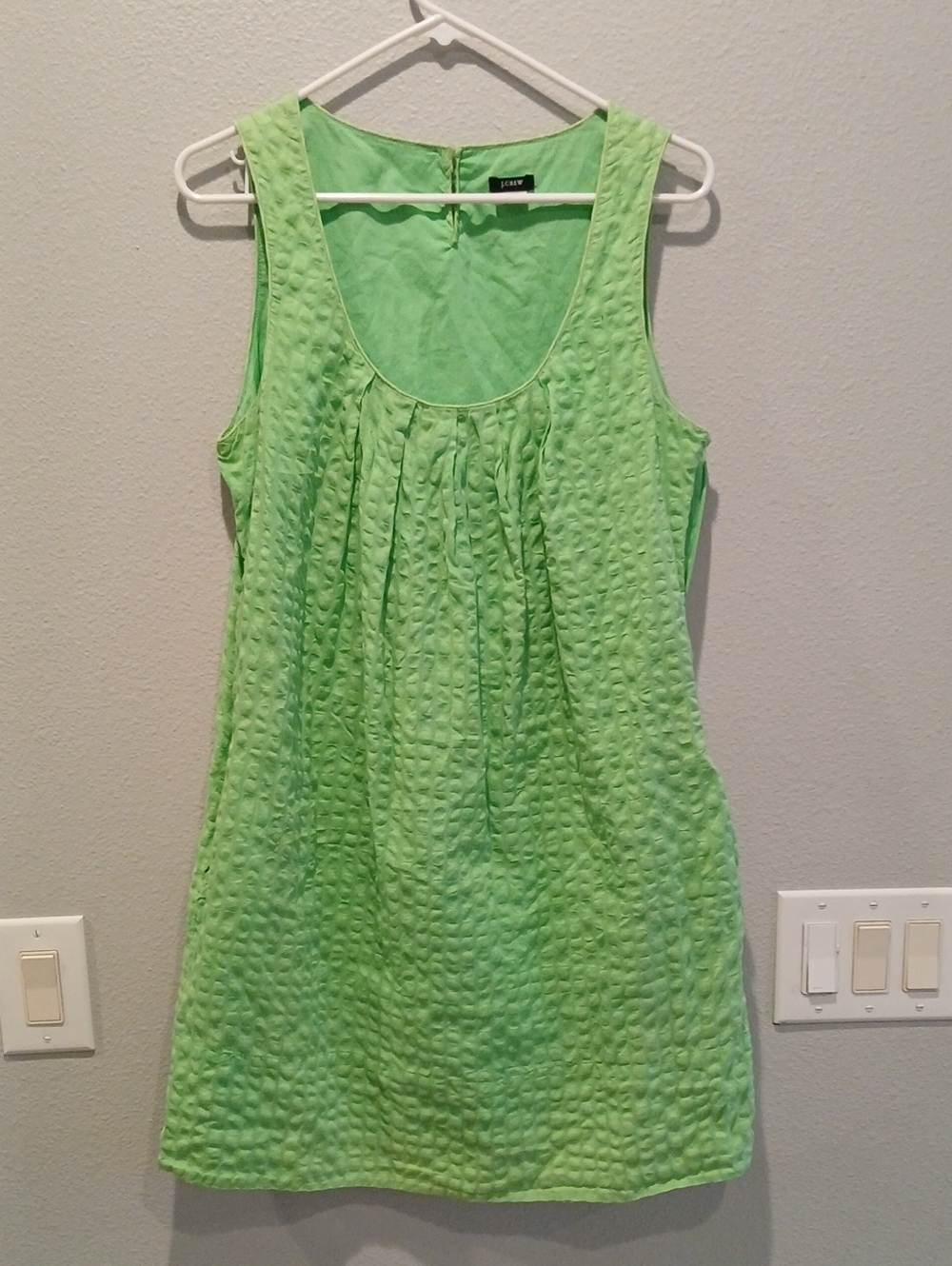 J. Crew Bright Lime Cotton Quilted Green Sleeveless Textured Shift Tunic